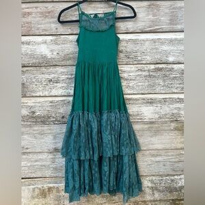 Joyfolie dark green Layered Kids Dress